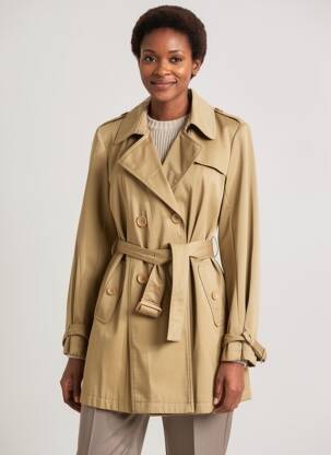 Trench tissage popeline sans capuche beige FREDA femme
