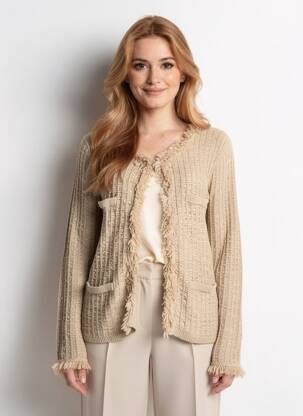 Gilet manches longues stretch beige MAIA HEMERA femme