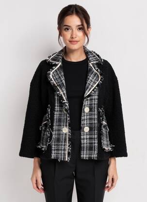 Manteau court coupe droite sans capuche noir LM LULU femme