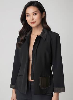 Veste casual col chemisier noir FELINO femme