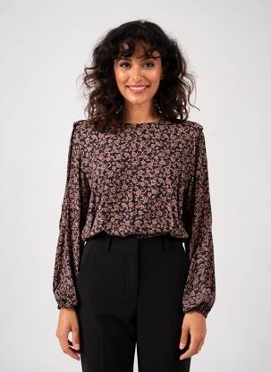 Blouse tissage popeline manches longues noir KANOPE femme