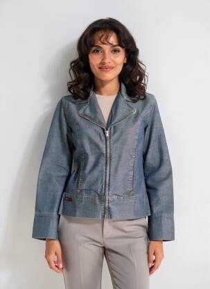 Veste casual col tailleur bleu C17 femme