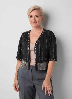 Boléro effet matière satinée noir JAC JAC femme