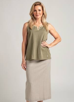 Top tissage jersey sans manche vert CONCEPT K femme
