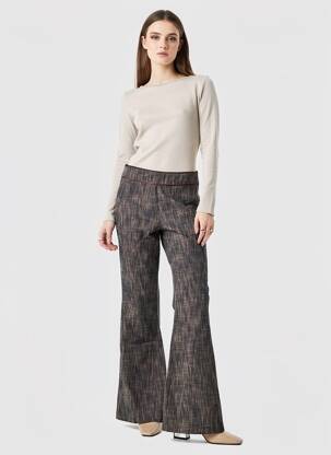 Pantalon flare taille normale taille normale marron EXTENZO PARIS femme