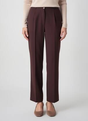 Pantalon droit tissage popeline taille normale marron GLORIA RG femme