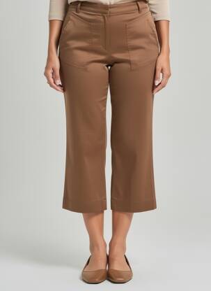 Pantalon 7/8 fermeture zippée sous rabat boutonné taille normale marron FELINO femme