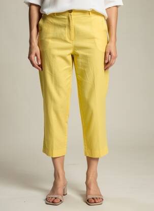 Pantalon 7/8 fermeture zippée sous rabat boutonné taille normale jaune FELINO femme