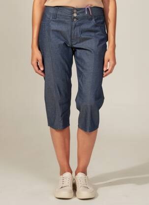 Pantacourt stretch taille normale bleu KANOPE femme