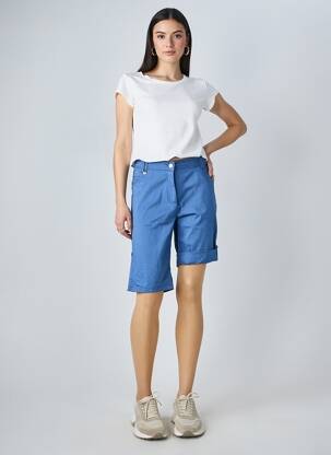 Bermuda tissage popeline taille normale bleu AGATHE & LOUISE femme