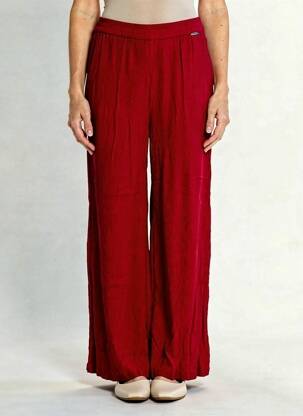 Pantalon large tissage crêpe taille normale rouge AGATHE & LOUISE femme