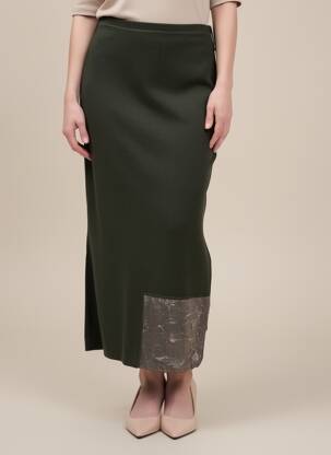Jupe longue taille normale vert FILLE DES SABLES femme