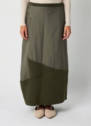 Jupe longue fermeture zippée au dos vert FILLE DES SABLES femme