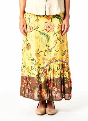 Jupe longue imprimé fantaisie jaune JAC JAC femme
