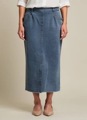 Jupe longue fermeture zippée au dos bleu ROSA ROSAM femme
