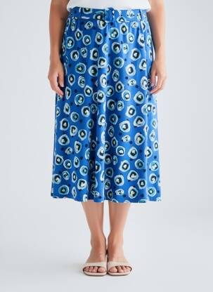 Jupe mi-longue stretch bleu SURKANA femme