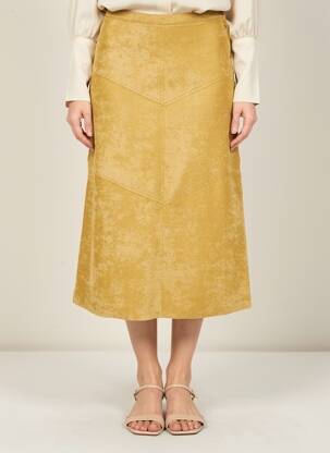 Jupe mi-longue coupe droite beige ANTONELLE femme
