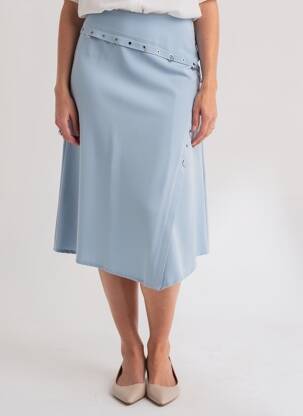 Jupe mi-longue doublure textile bleu BAI AMOUR femme