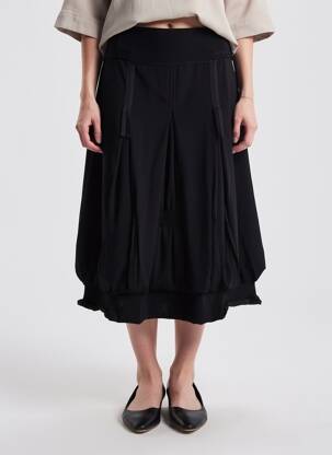Jupe mi-longue stretch noir FILLE DES SABLES femme