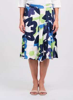 Jupe mi-longue fermeture zip latéral bleu SURKANA femme
