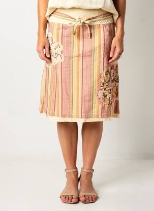 Jupe mi-longue coupe droite beige JAC JAC femme