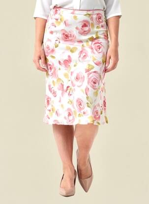 Jupe mi-longue coupe droite blanc ANTONELLE femme