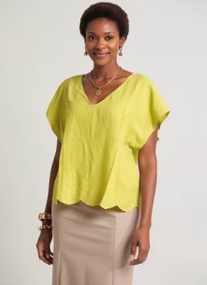 Top coupe fluide manches courtes vert L'ATELIER D'ANNA femme