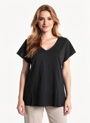 T-shirt col v manches courtes noir AGATHE & LOUISE femme