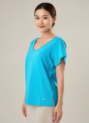 T-shirt col v manches courtes bleu AGATHE & LOUISE femme