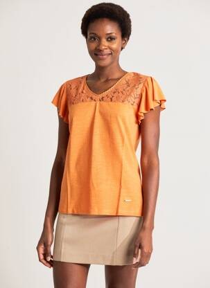 Top stretch manches courtes orange AGATHE & LOUISE femme