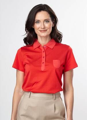 Polo stretch manches courtes rouge FELINO femme