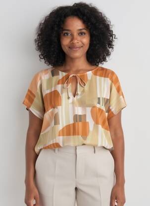 Blouse légère et transparente manches courtes orange L'ATELIER D'ANNA femme