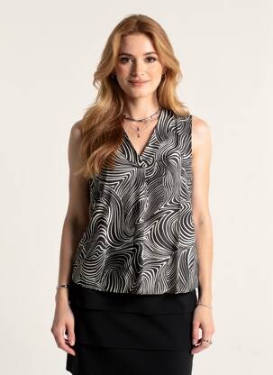 Blouse tissage popeline sans manche noir BARILOCHE femme