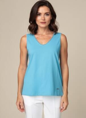 Top stretch sans manche bleu AGATHE & LOUISE femme