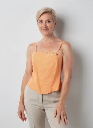 Top col carré fines bretelles orange ROSA ROSAM femme