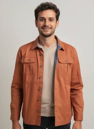 Veste casual fermeture boutonnée sur le devant orange CASUAL SPIRIT homme