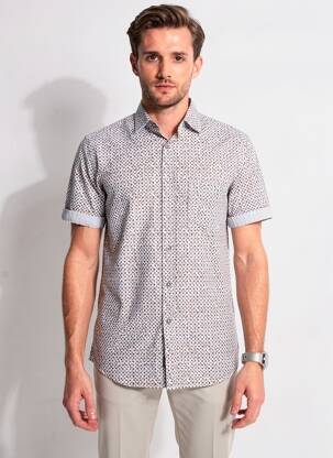 Chemise manches courtes imprimé fantaisie blanc CALAMAR homme