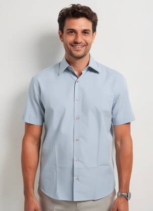Chemise manches courtes coupe cintrée gris SIMON'S homme
