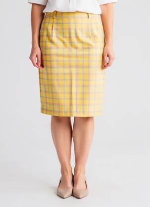 Jupe mi-longue taille à pinces jaune KERRYMARA femme
