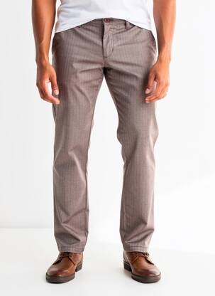 Pantalon chino tissage chiné taille normale marron HATTRIC homme