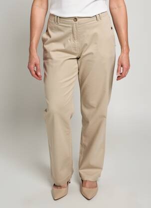 Pantalon chino tissage popeline taille normale beige EL INTERNATIONALE femme