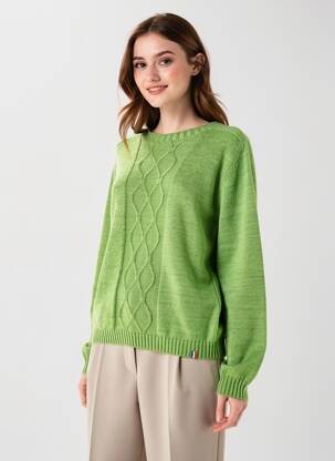 Pull stretch manches longues vert PULL & MAILLE femme