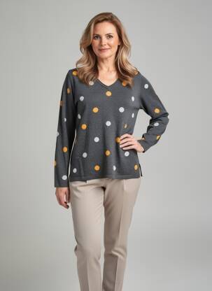 Pull tissage chiné manches longues gris MARBLE femme