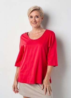 T-shirt manches 3/4 manches 3/4 rouge MARBLE femme