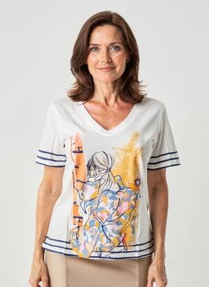 T-shirt imprimé fantaisie manches courtes beige BARBARA LEBEK femme