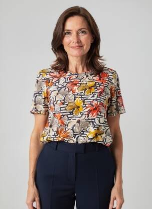 T-shirt stretch manches courtes jaune BARBARA LEBEK femme