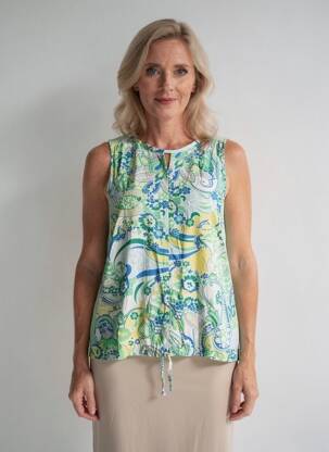 Top col v sans manche vert BARBARA LEBEK femme