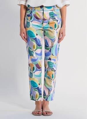 Pantalon 7/8 stretch taille normale bleu ANNA MONTANA femme