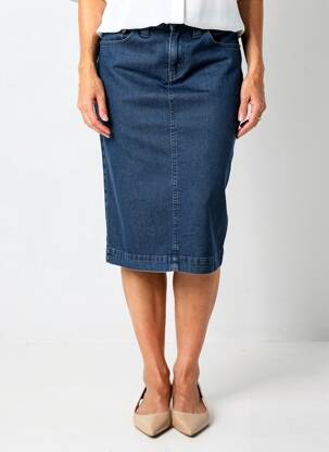 Jupe mi-longue taille normale bleu GUY DUBOUIS femme