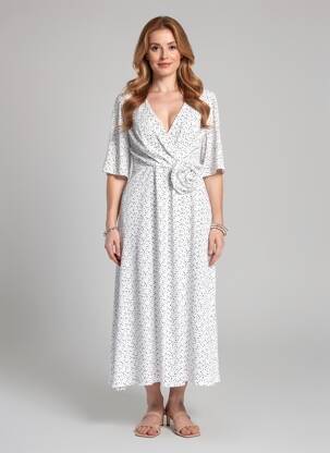 Robe longue manches courtes manches courtes blanc BARILOCHE femme